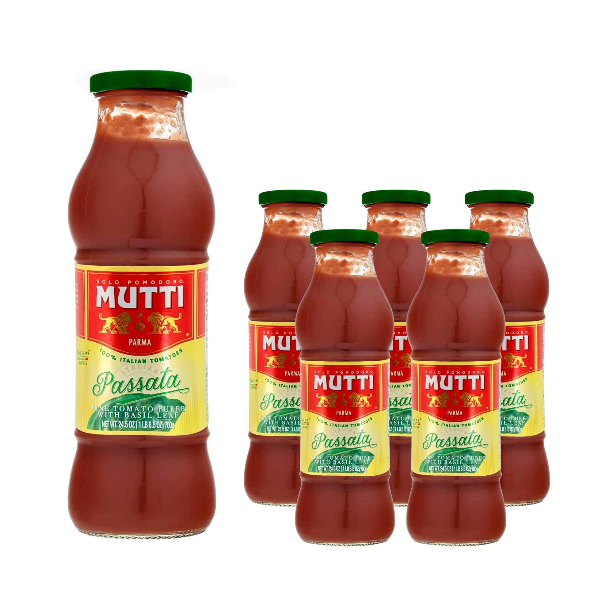 Mutti passata front bottle showing label and glass packaging benefit clarity