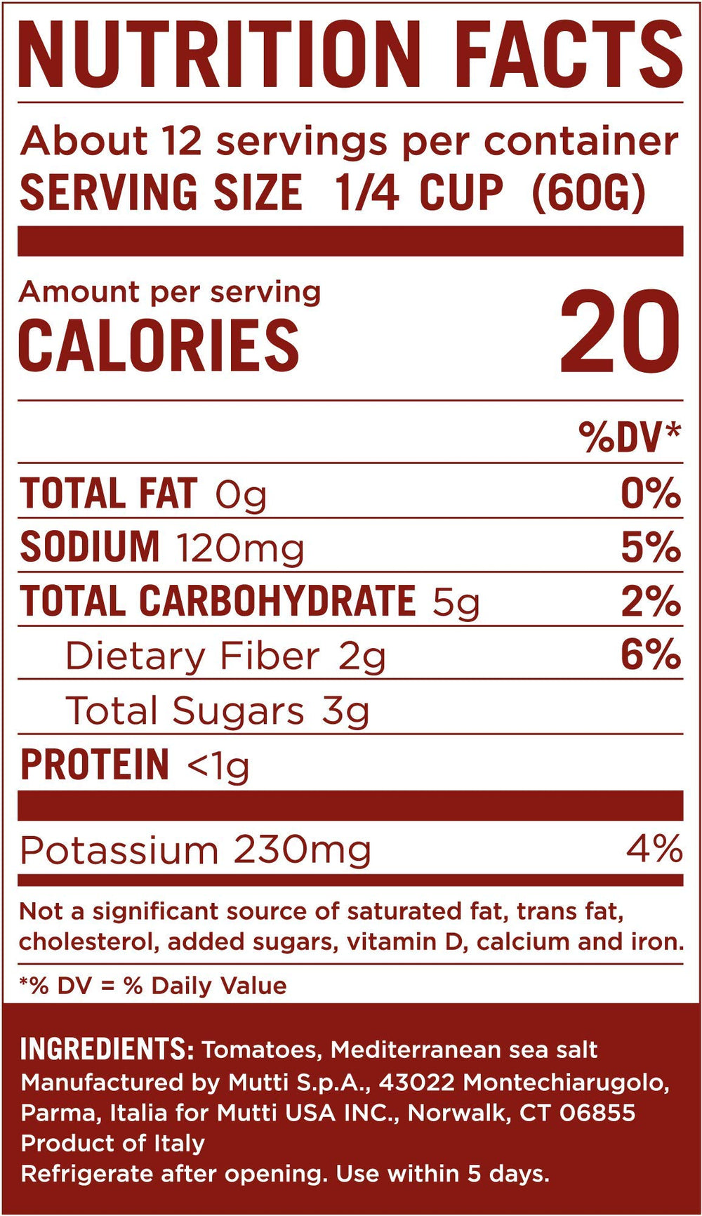 Three Mutti jars beside measuring cup showing jar size and meal planning benefit