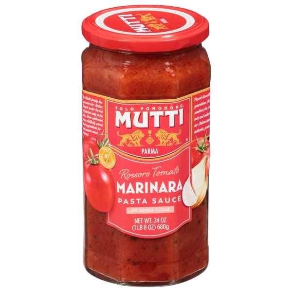 Mutti Rossoro front jar showcasing rich tomato color and convenient meal prep