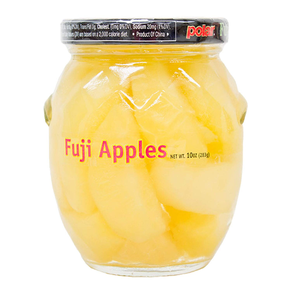MW Polar Fuji Apple front packaging view showing clear 10oz glass jar and label, convenient storage