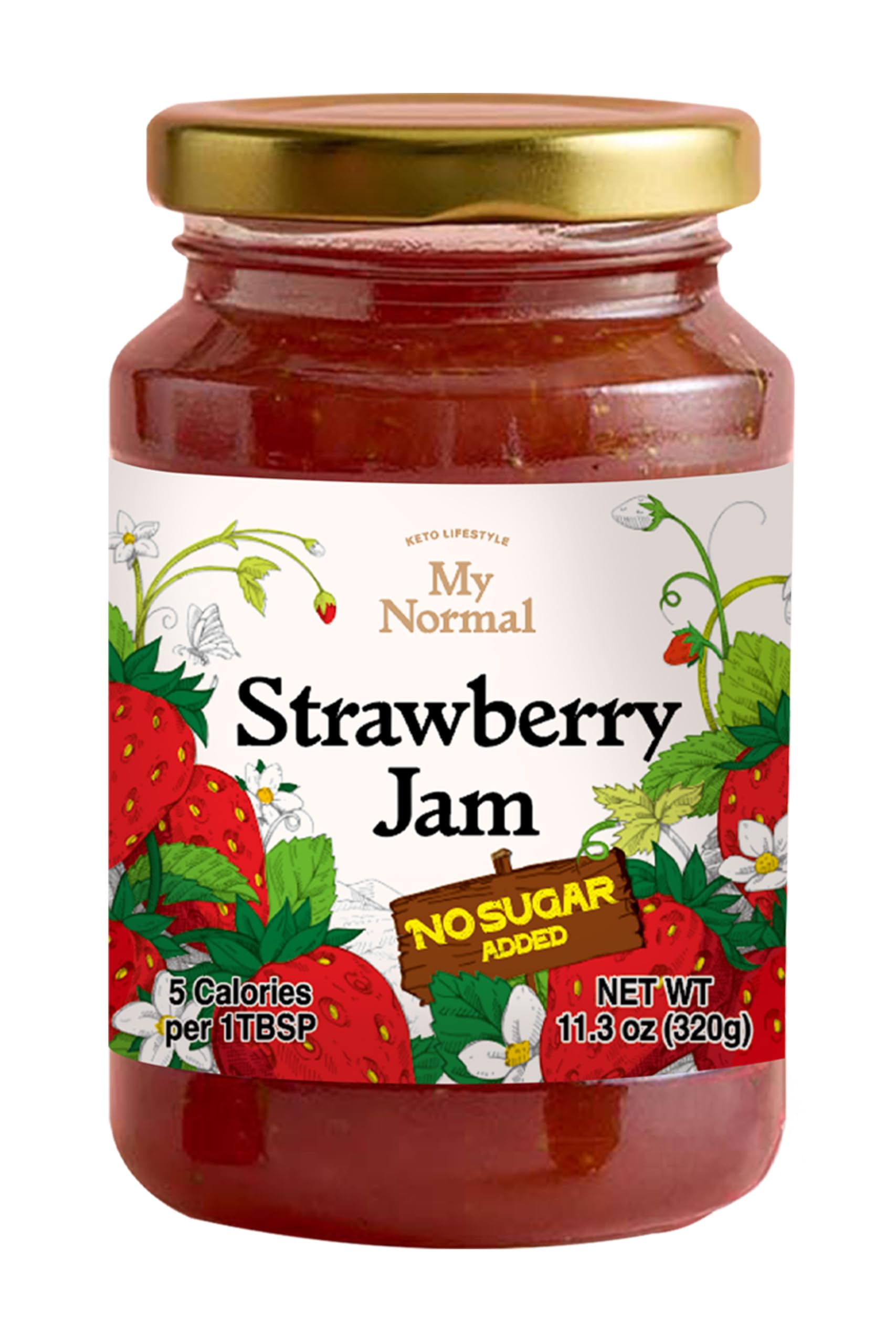 My Normal jar front label showing product name and no-sugar benefit