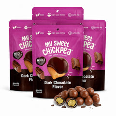 My Sweet Chickpea front packaging showing dark chocolate flavor and convenience