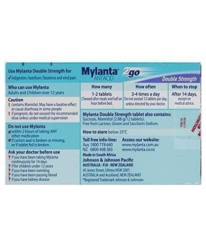Mylanta 2Go chewable tablet close-up showing texture and chewable form for fast action