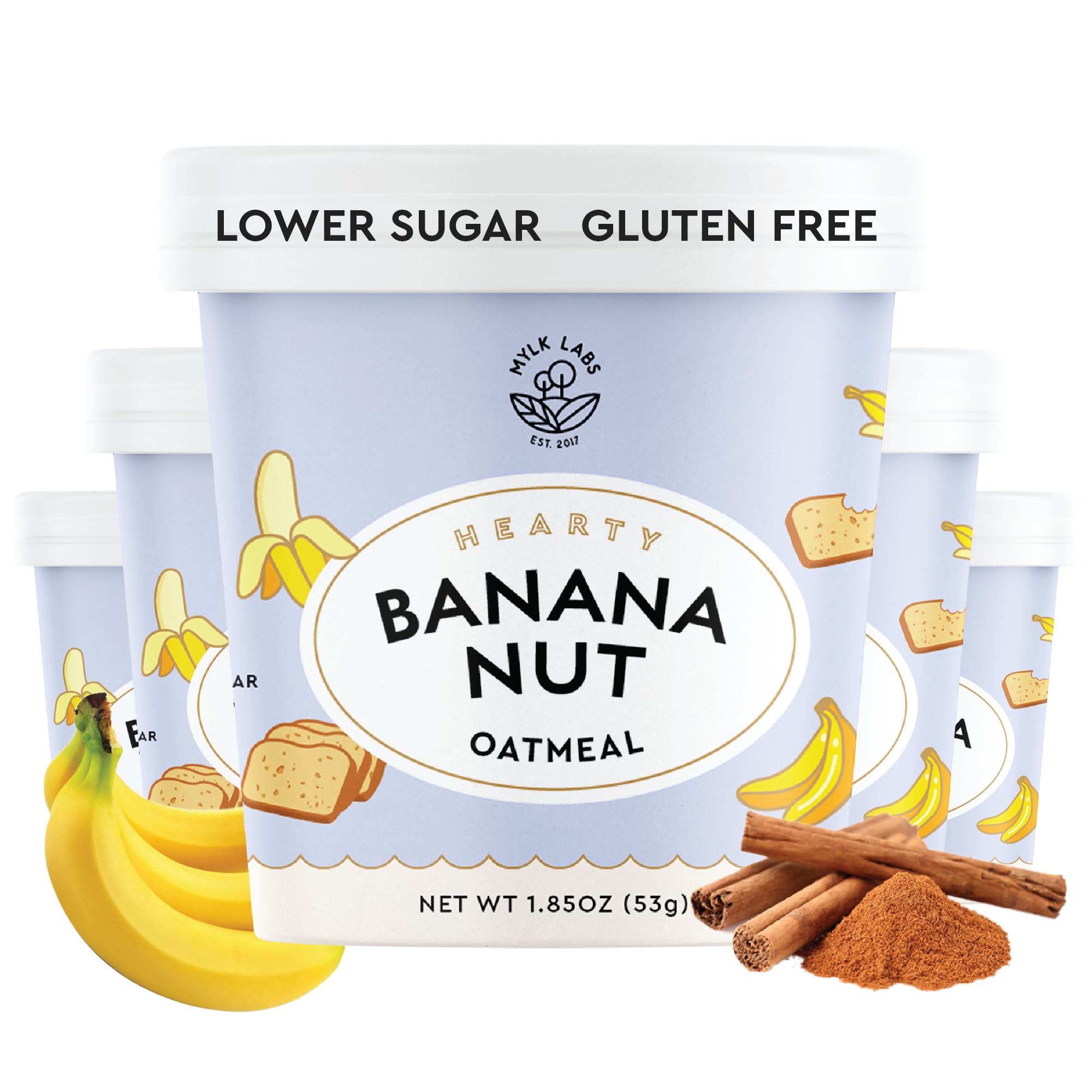 Mylk Labs front pack showing banana nut cups and convenience benefit