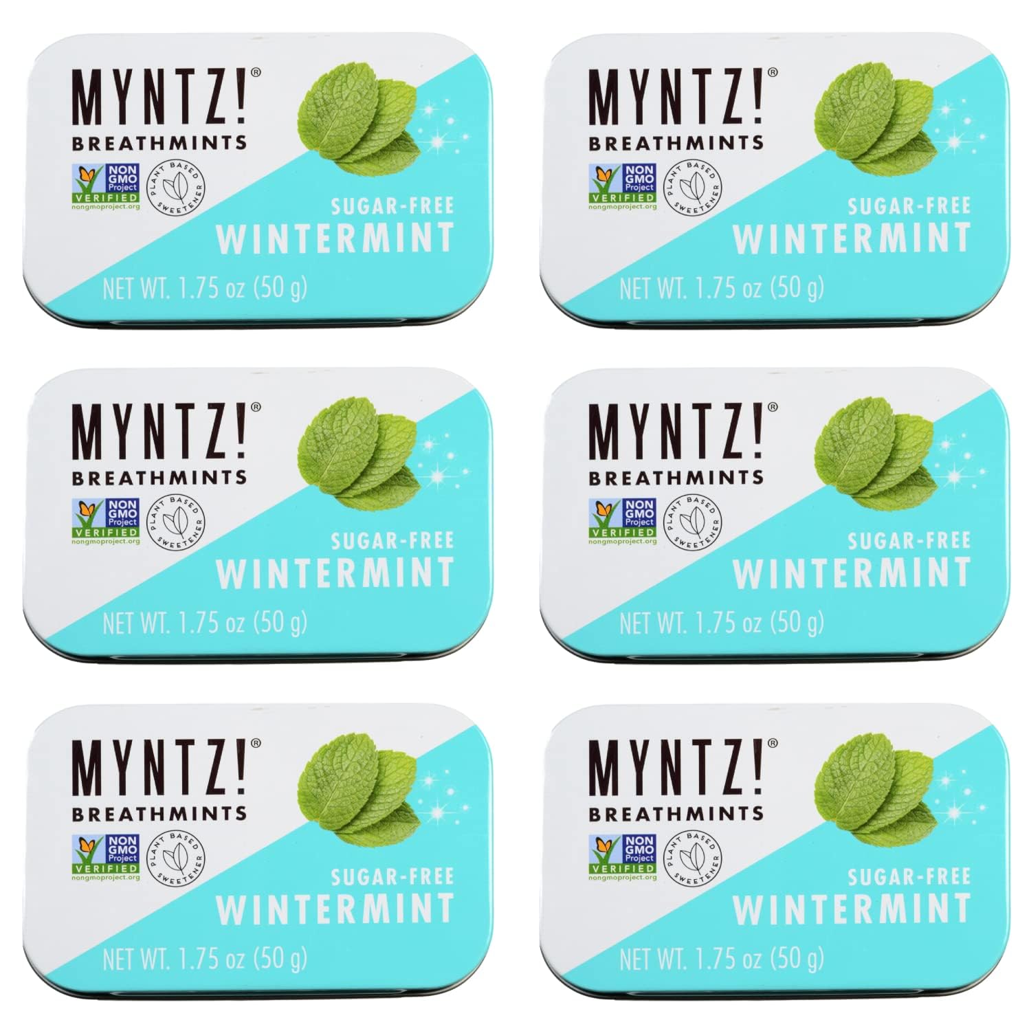 MYNTZ! front tin showing Wintermynt Blast label and travel-ready benefit
