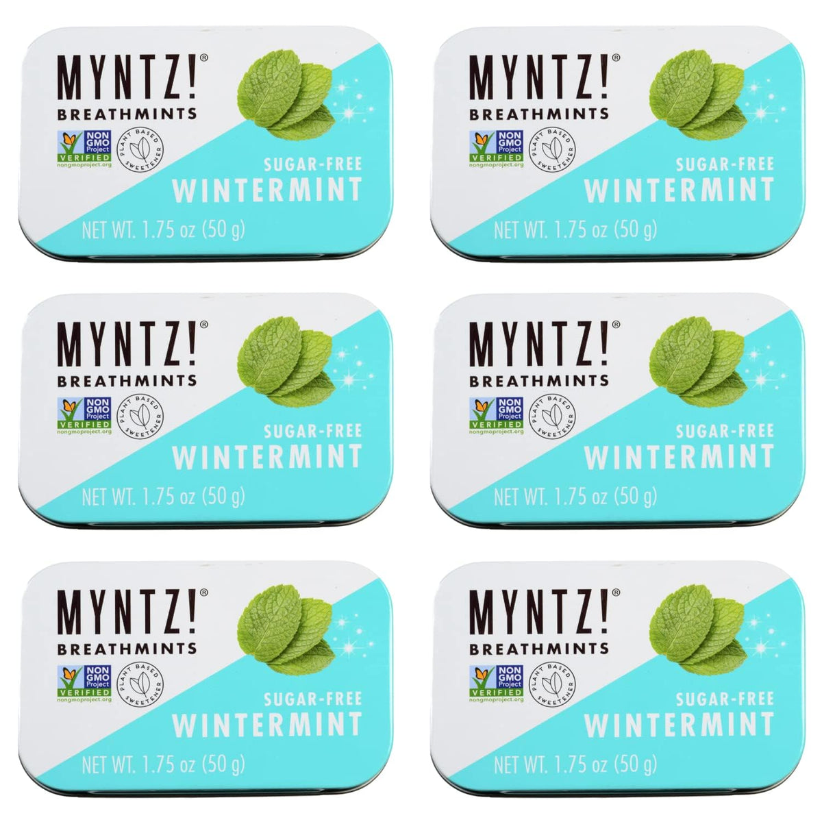 MYNTZ! front tin showing Wintermynt Blast label and travel-ready benefit