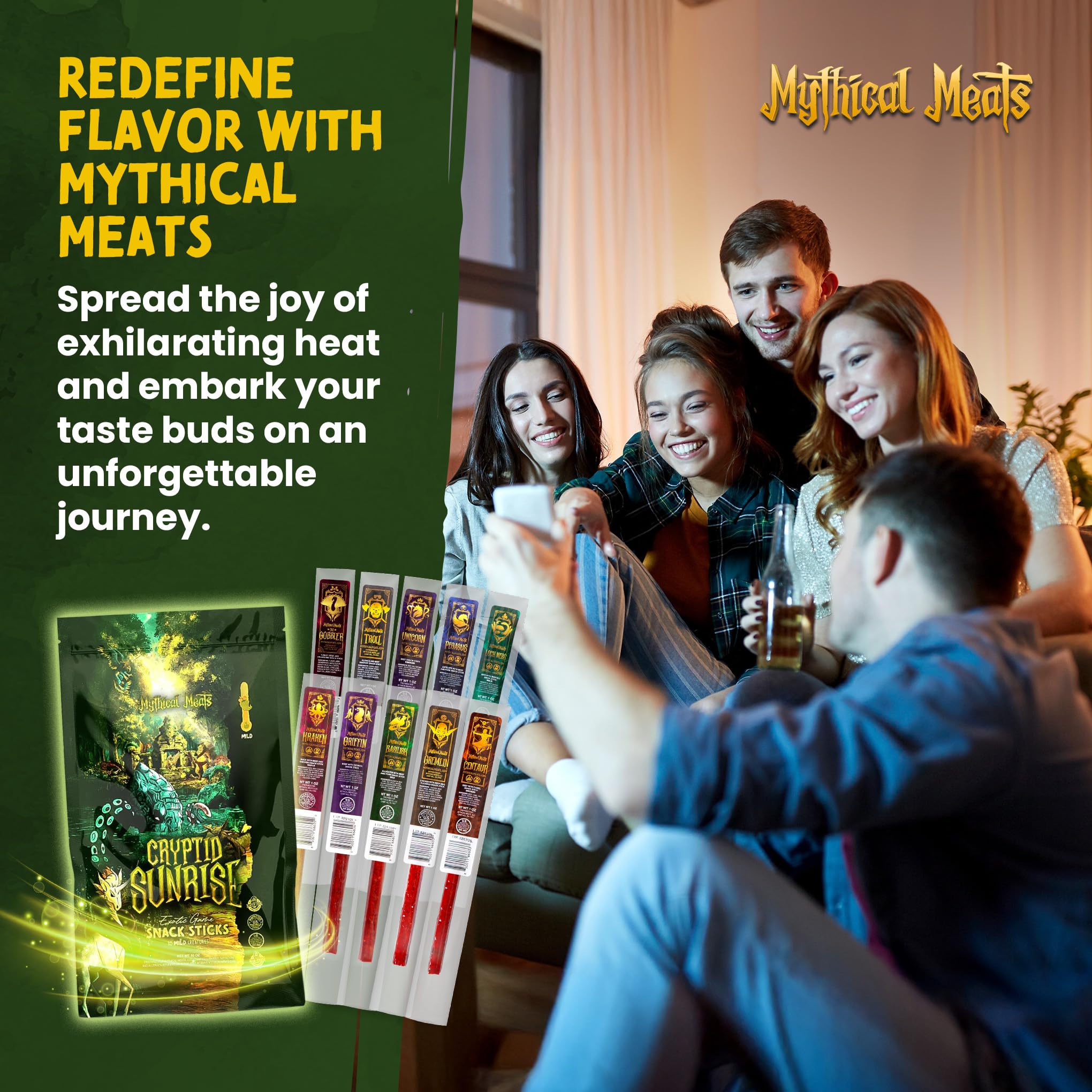 Mythical Meats trail snack served with water bottle showing on-the-go energy option