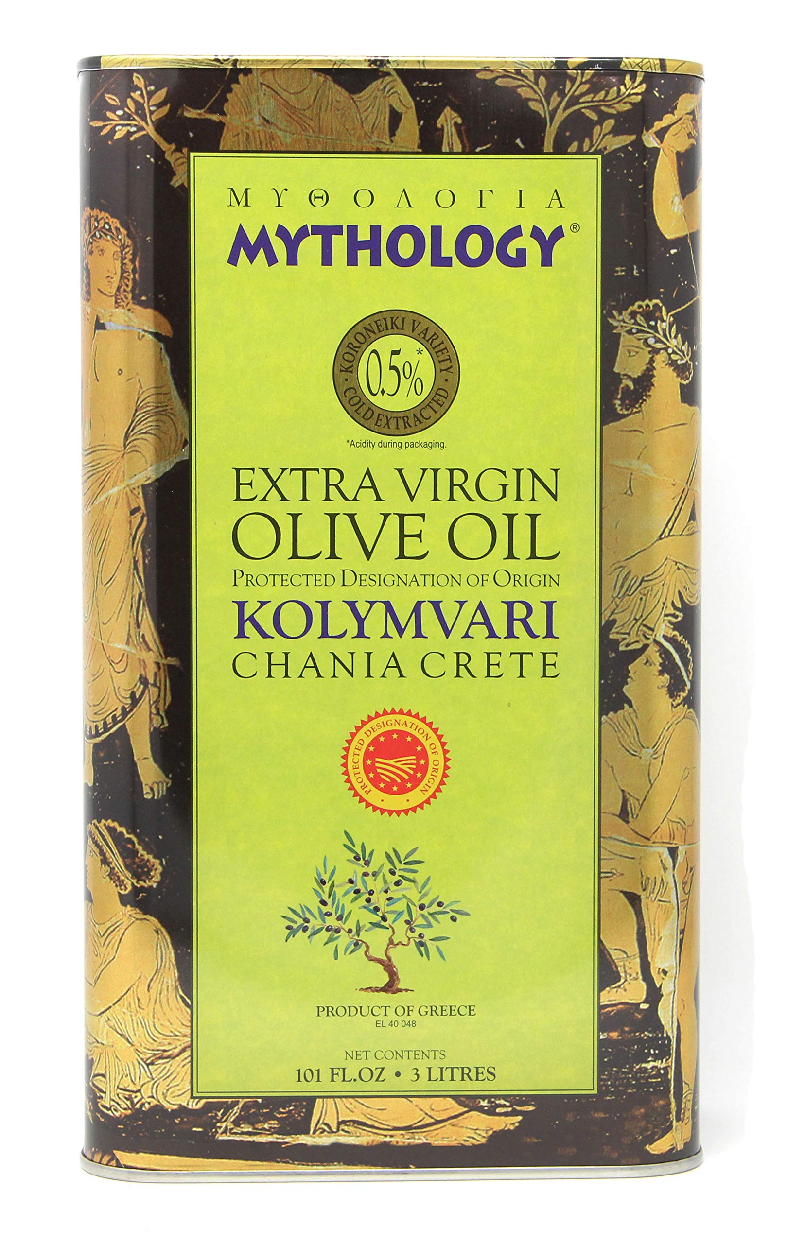 Mythology 3L tin front packaging showing brand and graceful design benefit display