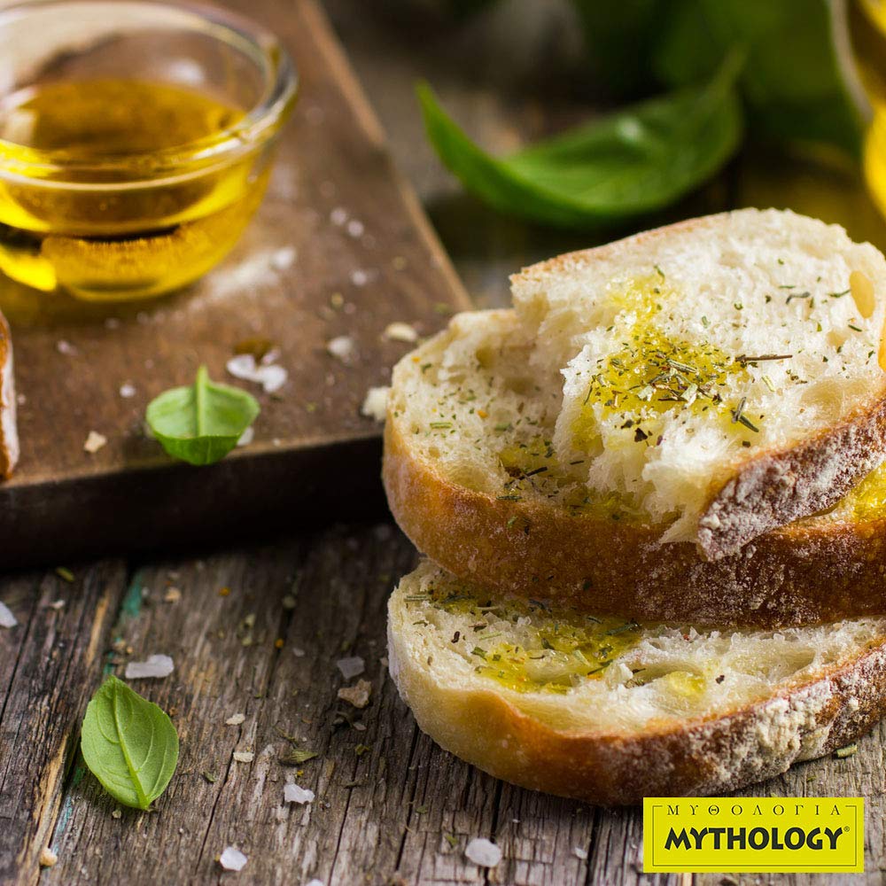 Mythology golden-green oil pouring into dish demonstrating fresh flavor benefit