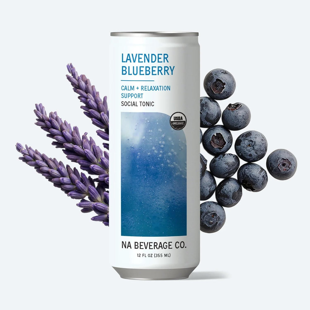 NA Beverage on a table at a gathering showing stylish sober-hosting option