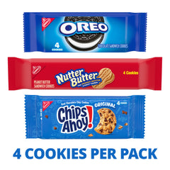NABISCO close-up of OREO wafers showing creamy filling and real cocoa taste