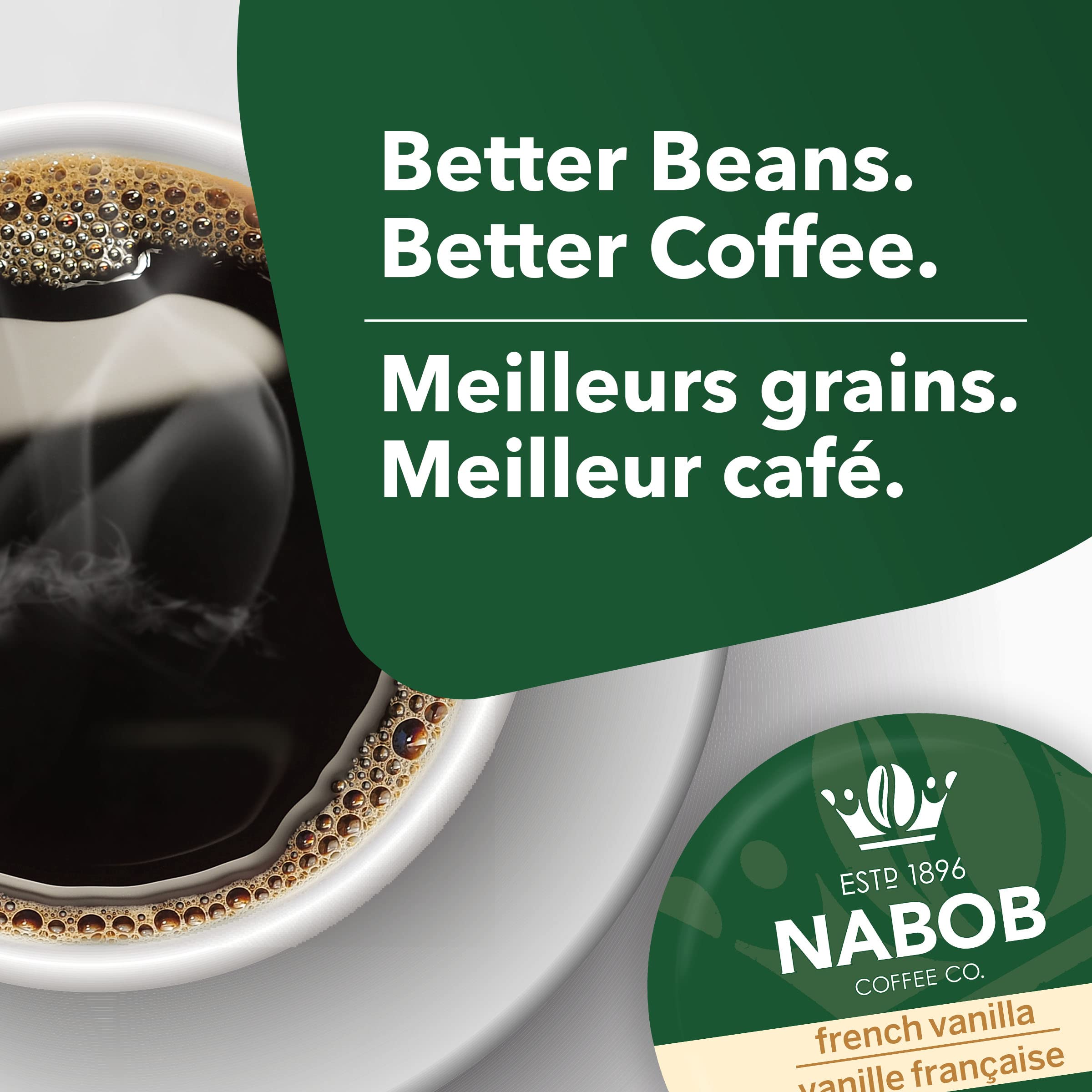 NABOB ingredients and origin label displaying Arabica beans and roast info