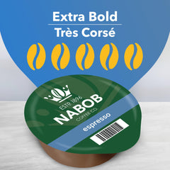 Open box displaying 14 NABOB Tassimo T‑Discs, sealed to preserve flavor and simplify single‑serve use