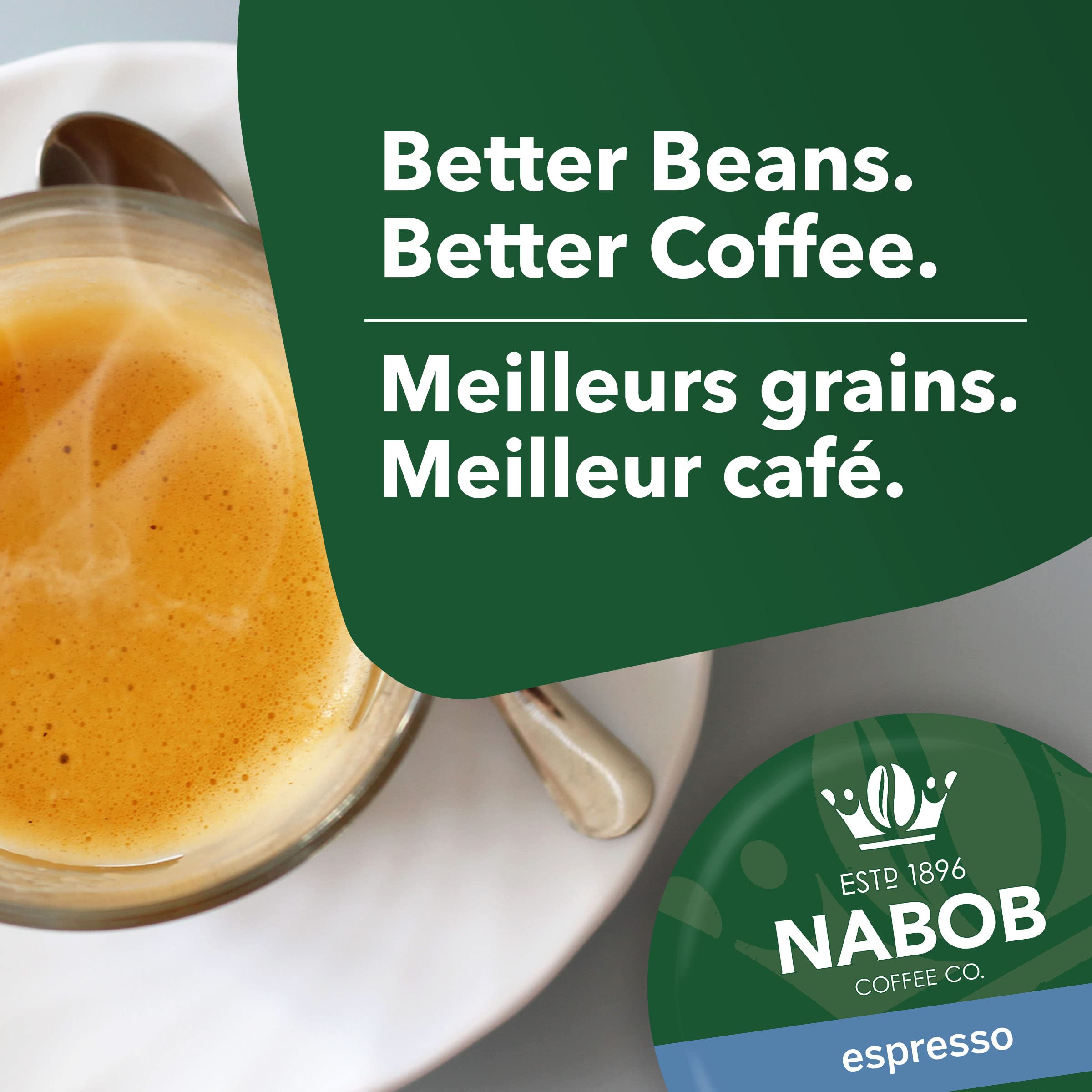 Cup beside a ruler comparing NABOB espresso shot size to standard demitasse for scale clarity