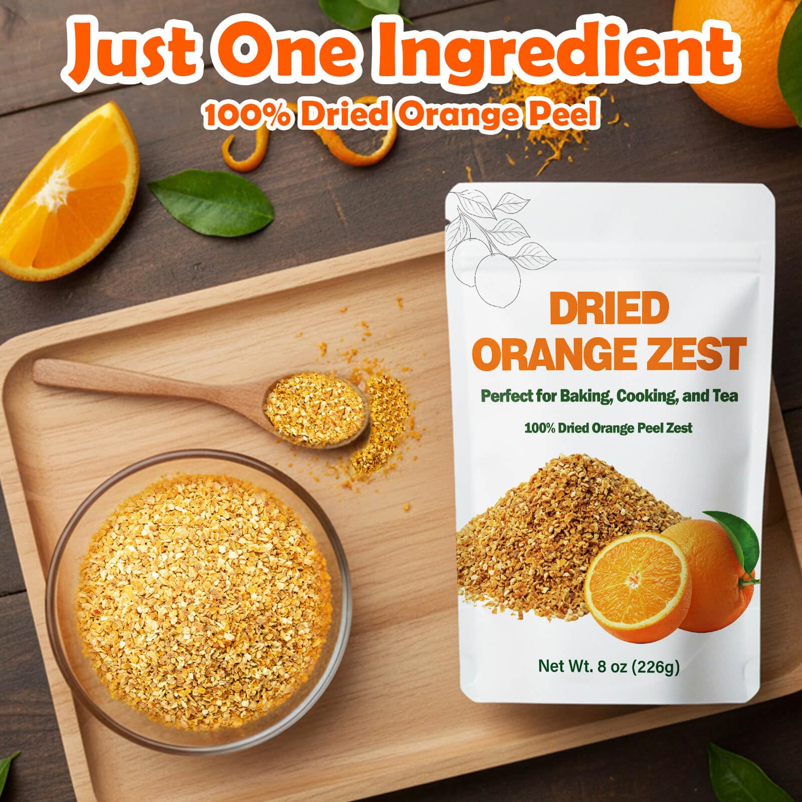 Nahasahr spoonful of dried orange peel illustrating easy measuring and recipe readiness