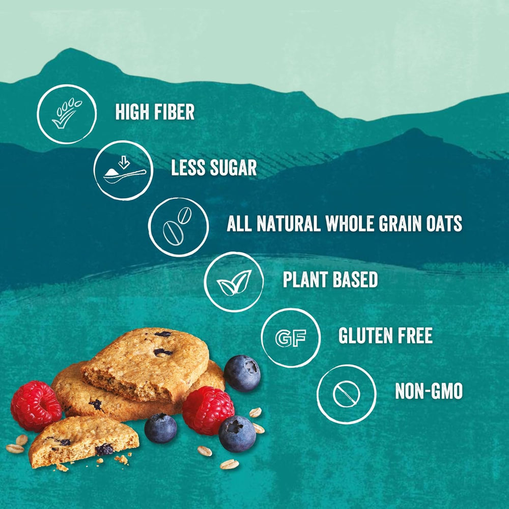 Nairn's visible blueberry and raspberry pieces for natural fruit flavor benefit