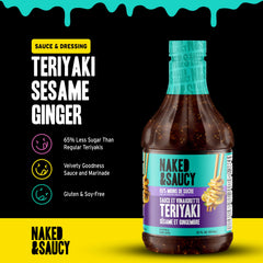 Naked & Saucy sauce being poured over chicken to marinate and add bold flavor