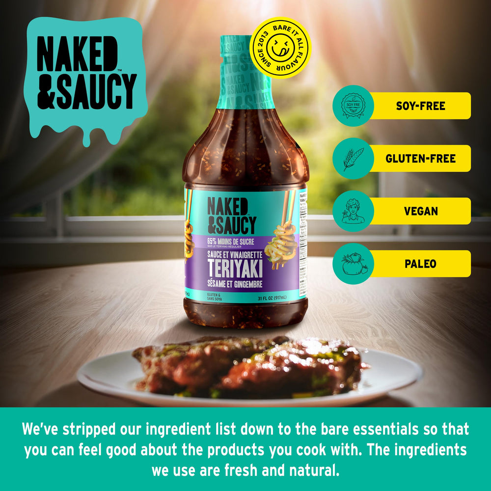 Close-up of Naked & Saucy sauce texture highlighting glossy consistency and richness