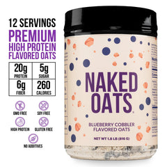 NAKED closeup of oat and blueberry pieces showing texture and wholesome ingredients
