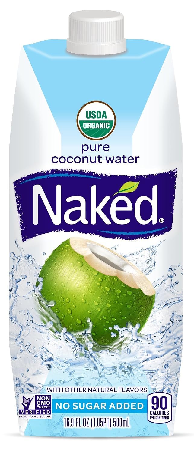 Naked front packaging showing 16.9 oz carton and organic badge benefits