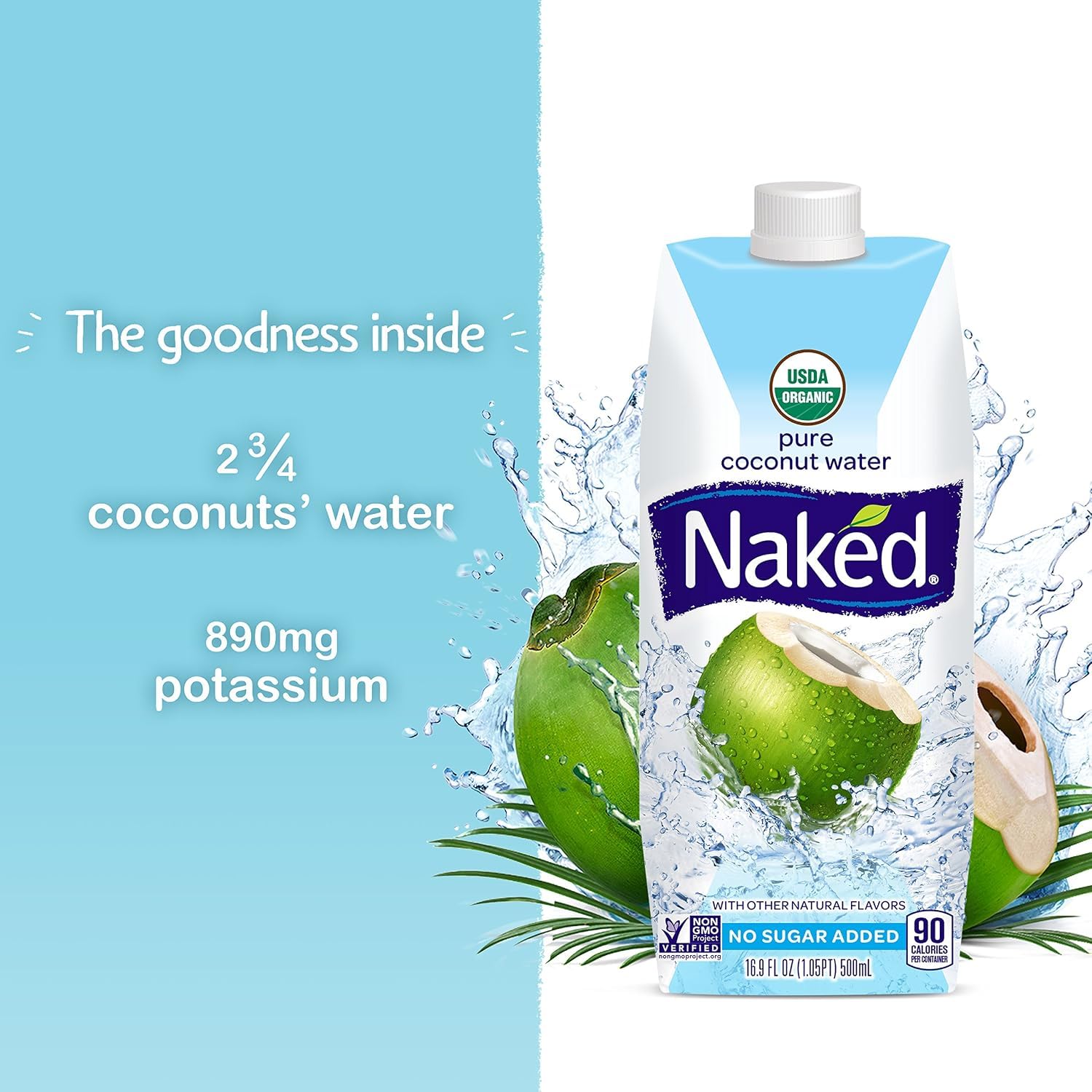 Naked nutrition label close-up showing potassium content and facts