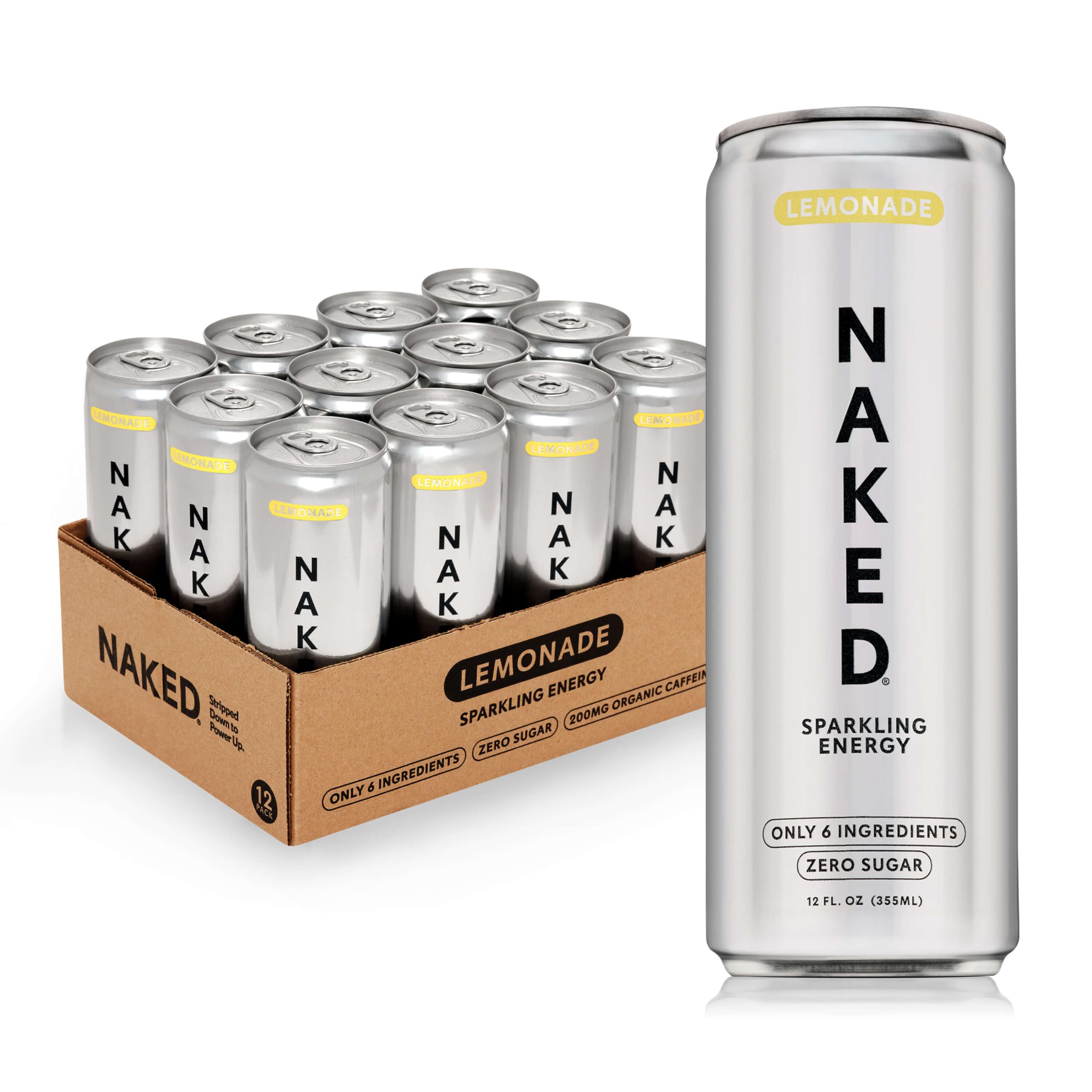 NAKED front can showing lemonade design and clean ingredients benefit