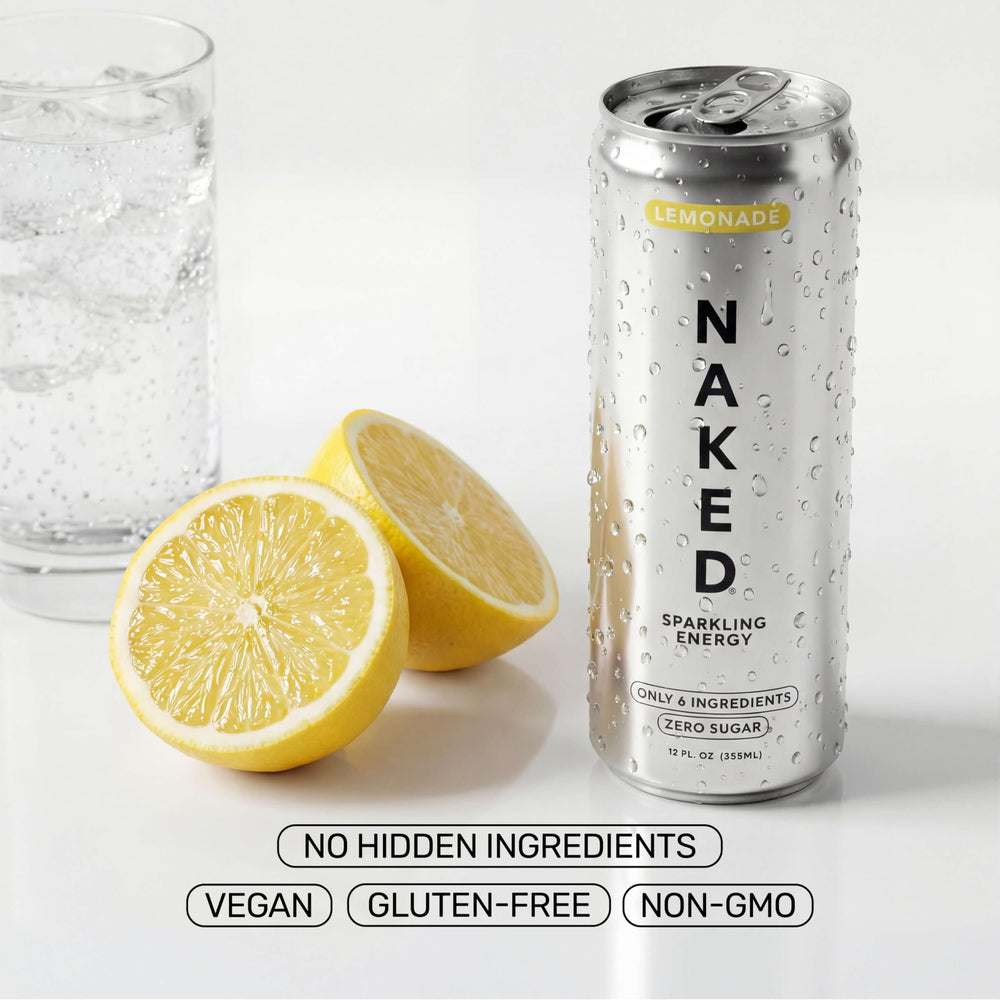 NAKED can held outdoors illustrating portable energy and convenience
