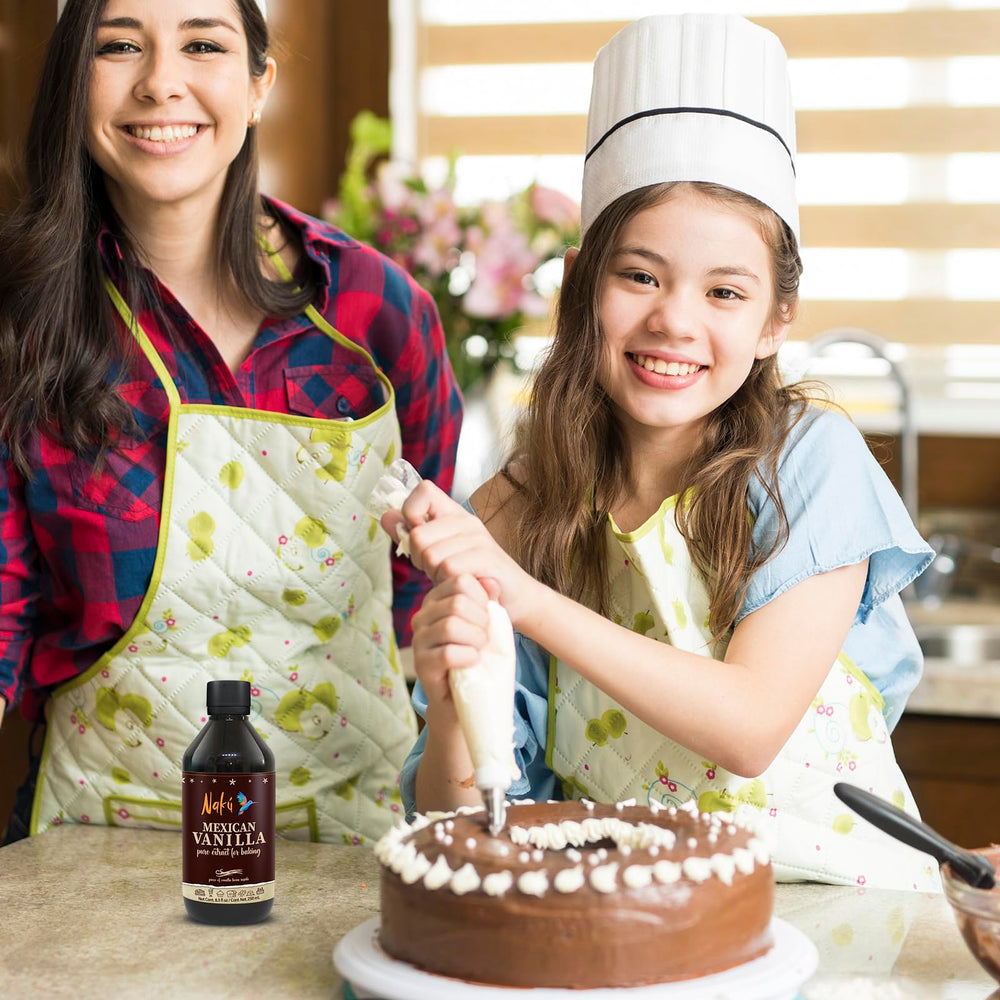 Naku visible vanilla bean pod inside bottle highlighting real ingredients