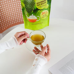 NalLife brewed cup of soursop tea demonstrating clear color and calming presentation