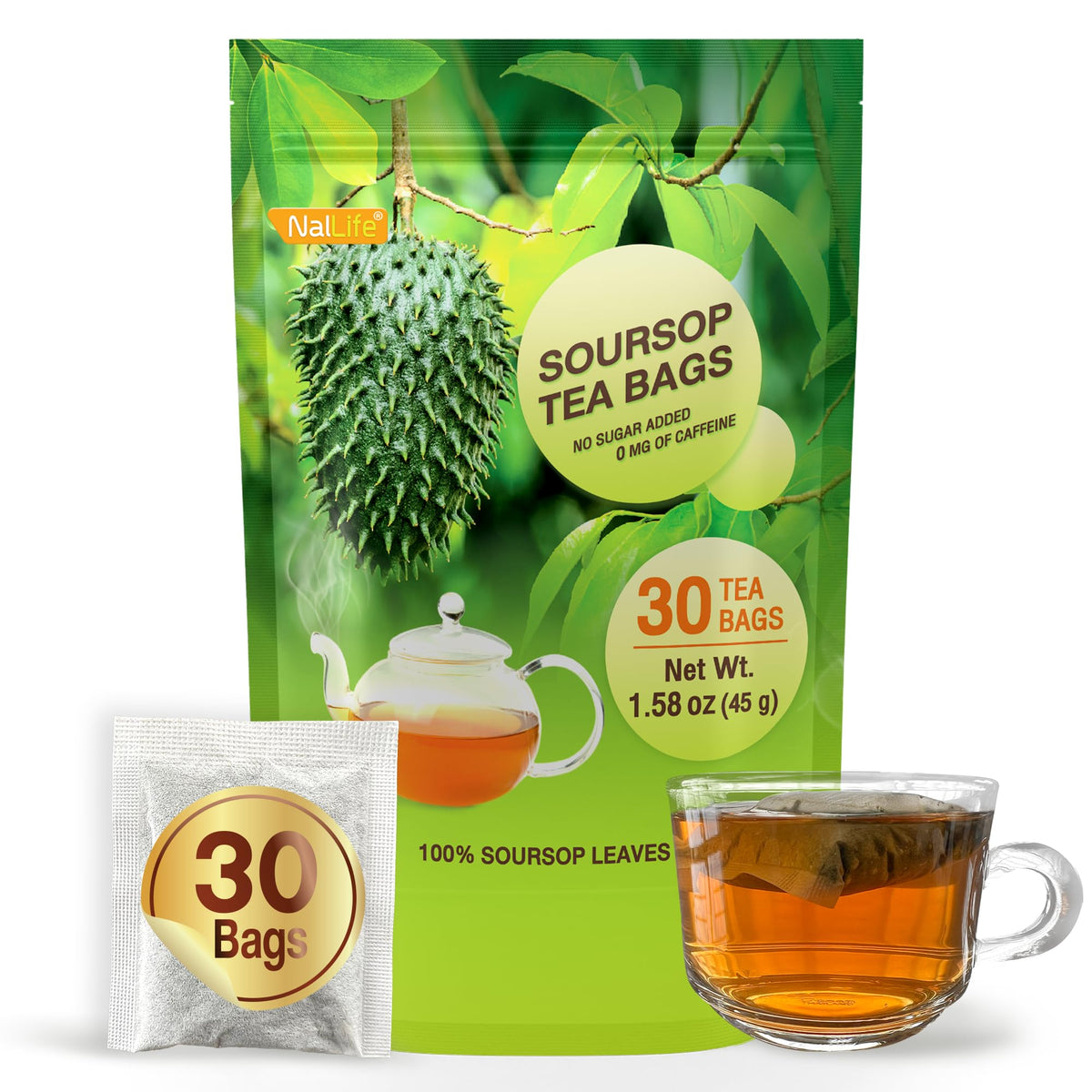 NalLife front packaging showing 30 tea bags and product information for convenience