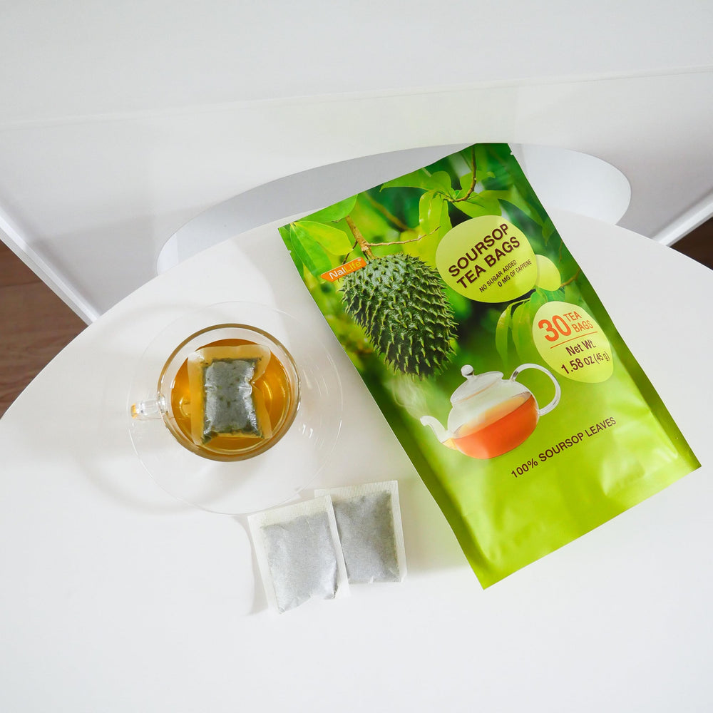 NalLife tea bag steeping in a mug highlighting quick five minute preparation