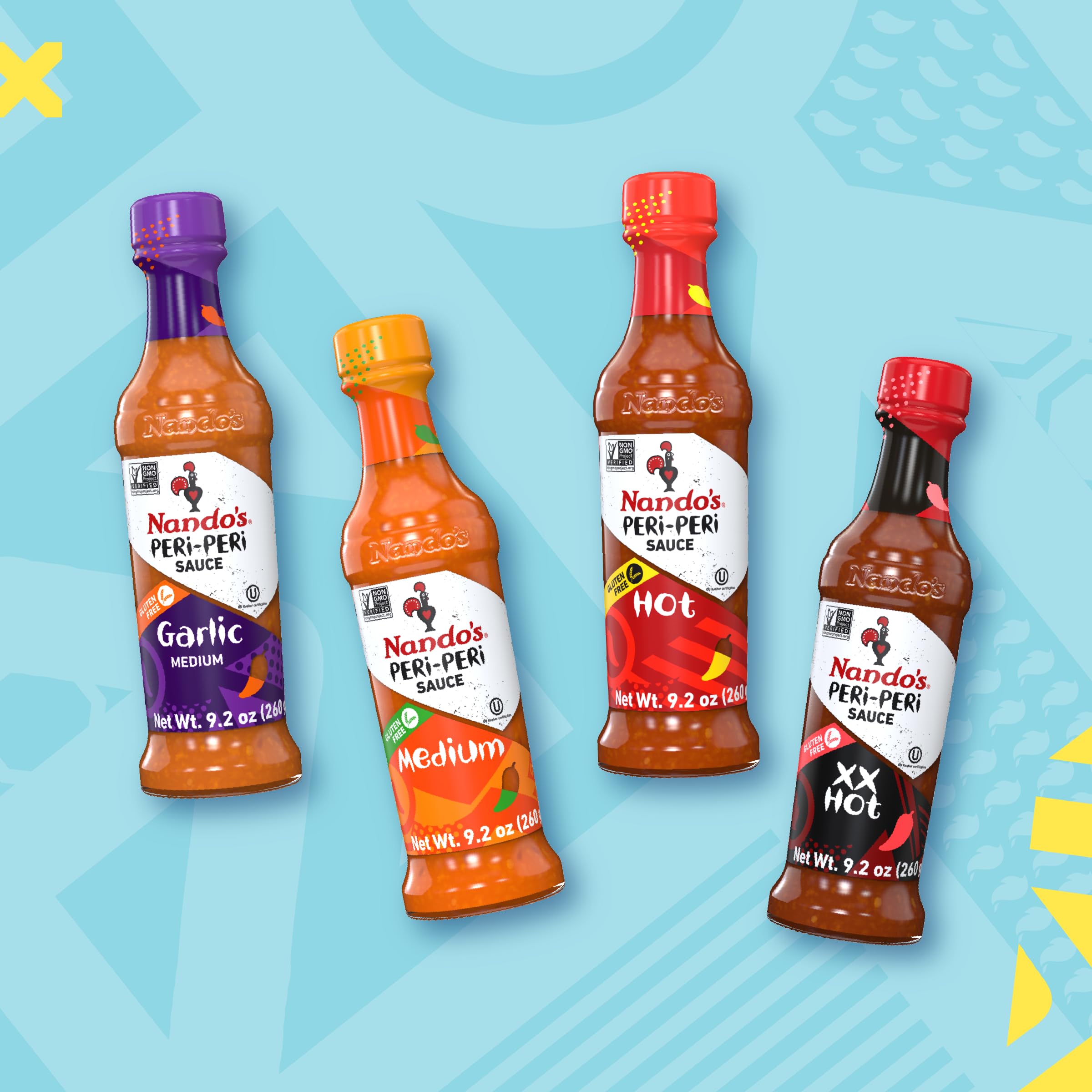 Nando's bottle close-up highlighting texture and pour spout for easy use