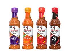 Nando's front pack view showing all four bottles and clear labeling benefit