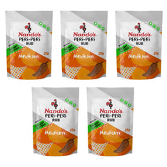 Nando's PERi-PERi front packaging showing five 25g sachets and convenience