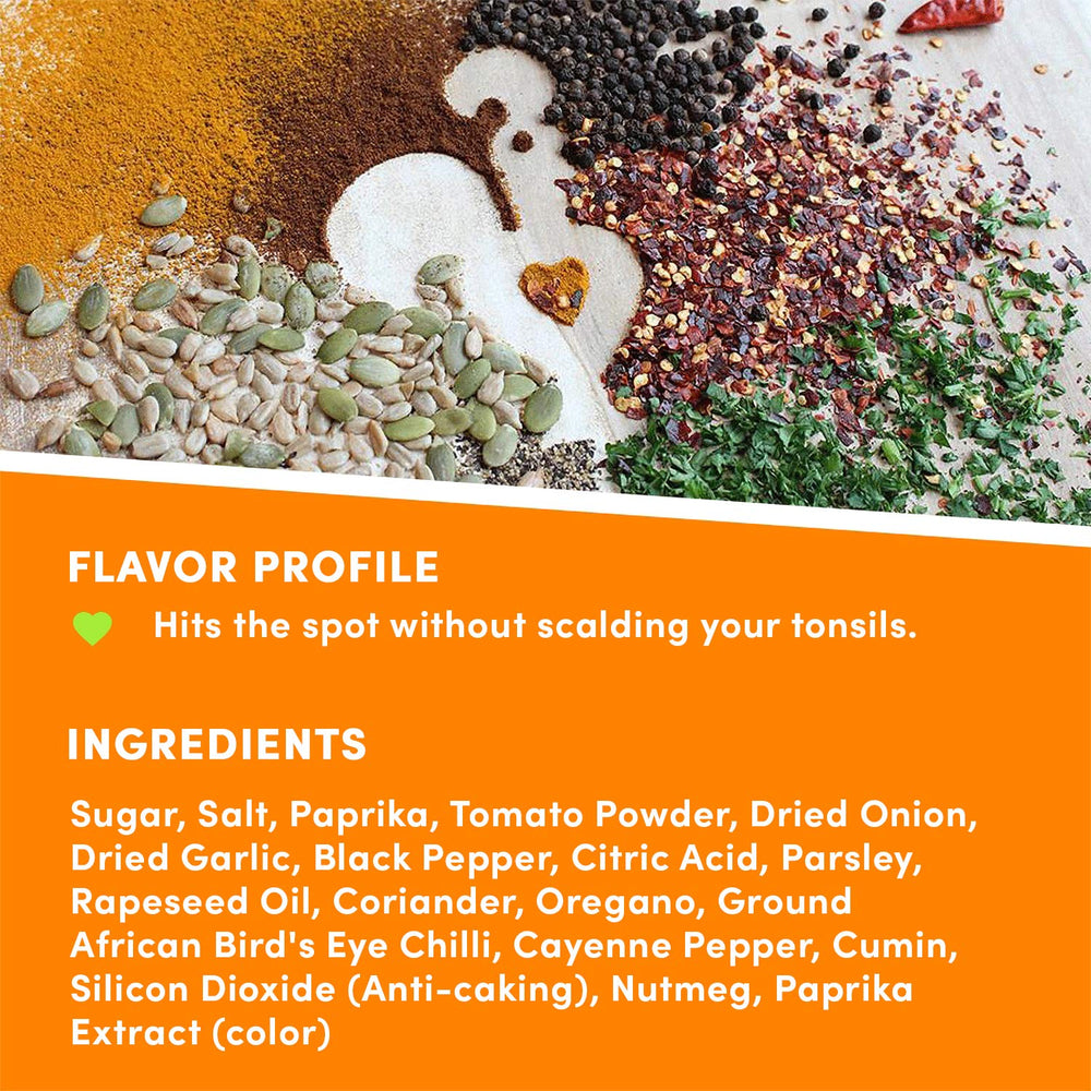 Nando's PERi-PERi pack with PERi-Farms card emphasizing ethically sourced chilies