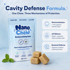 NanoChew single gum piece close-up highlighting smooth texture and chew benefits