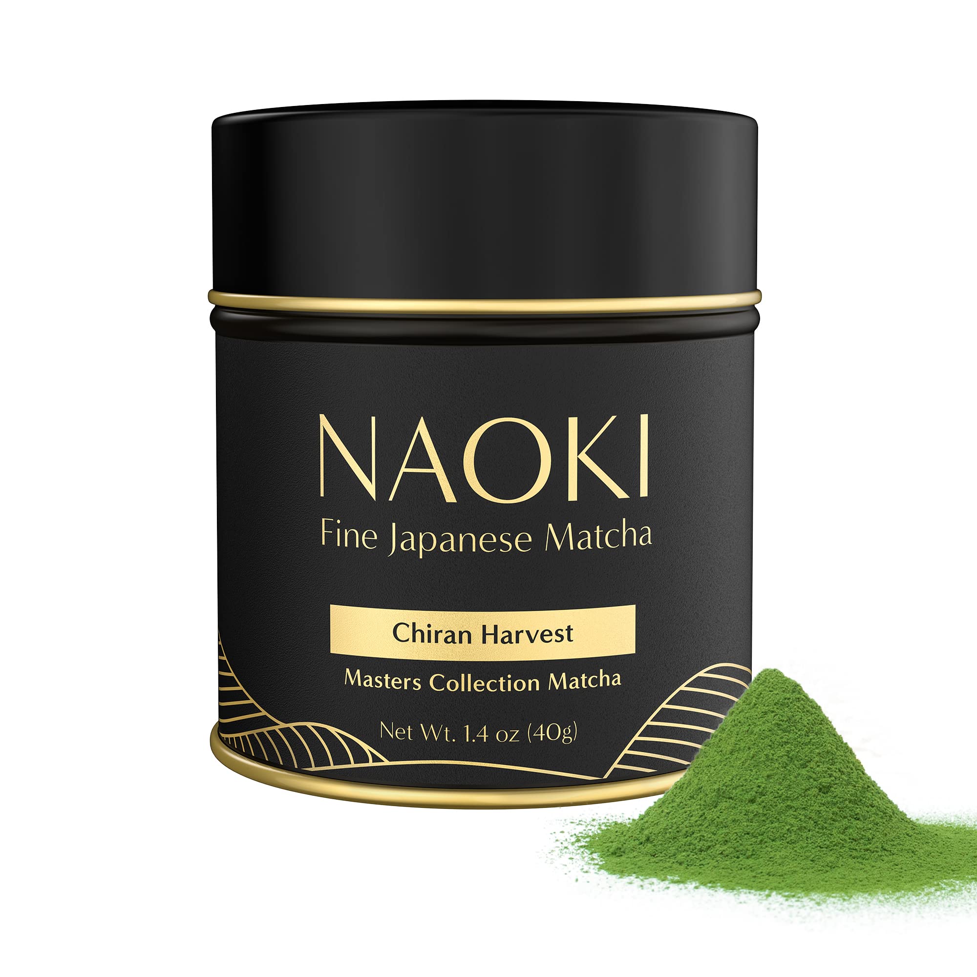 Naoki Matcha front tin showing label and premium presentation benefits quick identification