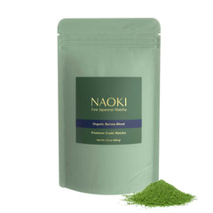 Naoki Matcha front packaging showing organic label and 100g size for convenience
