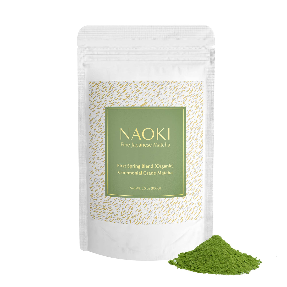 Naoki Matcha front tin showing label and 100g size for convenient servings