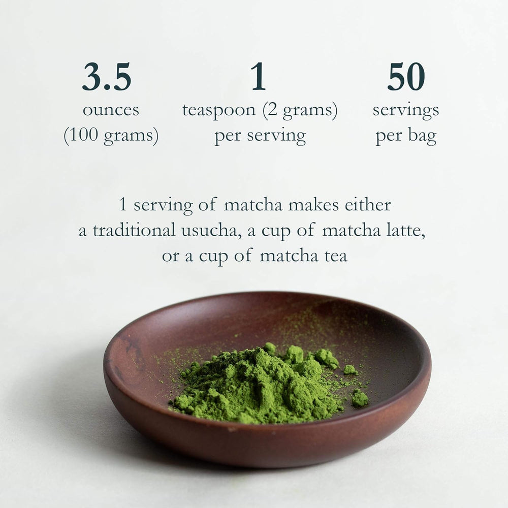 Naoki Matcha powder close-up showing fine texture and bright green color for mixing