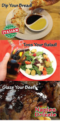 Naples Drizzle drizzled over salad adding glossy finish and bright taste