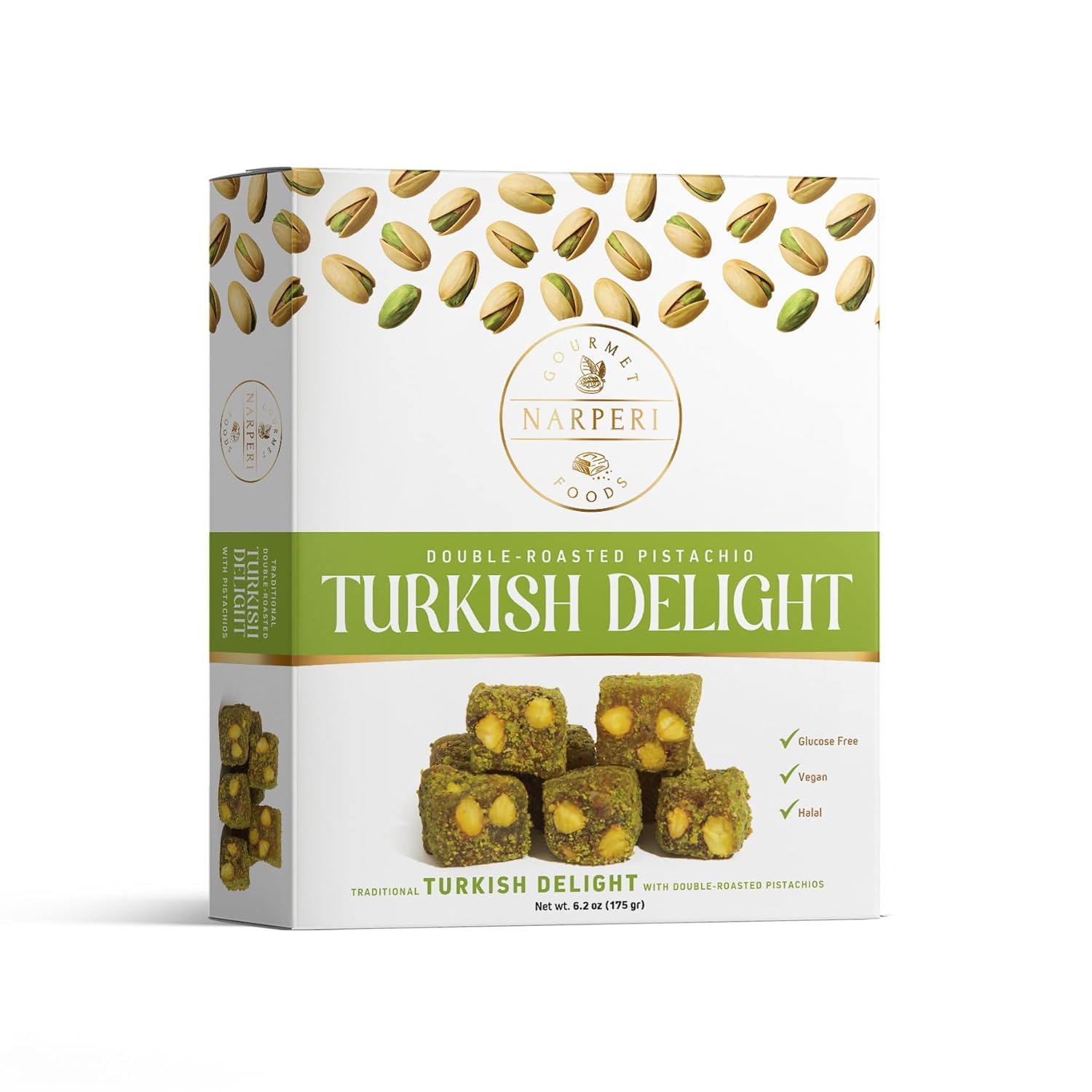 Narperi front packaging showing assorted Turkish Delight and clear window for quick selection benefit
