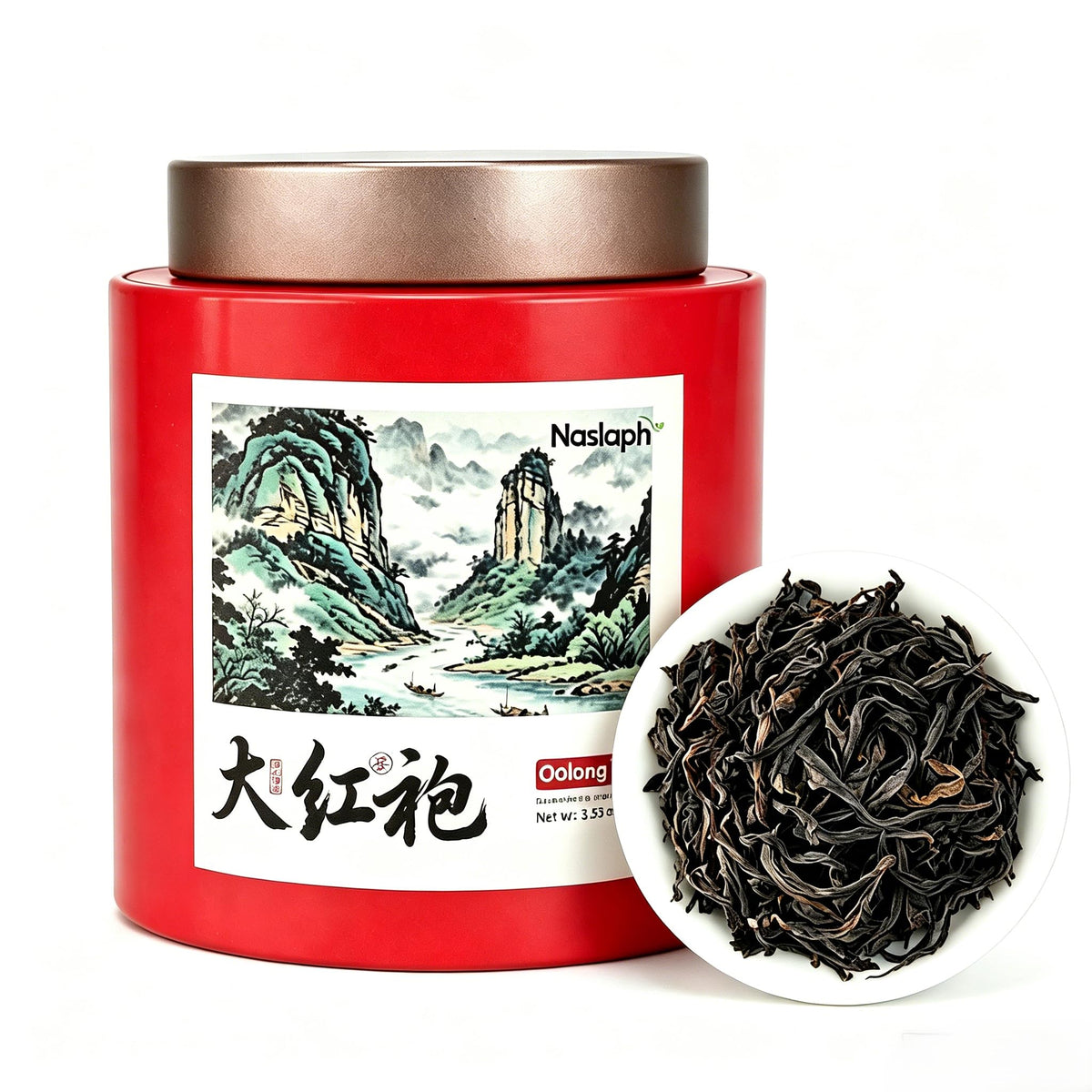 NASLAPH front packaging showing premium Da Hong Pao branding and weight