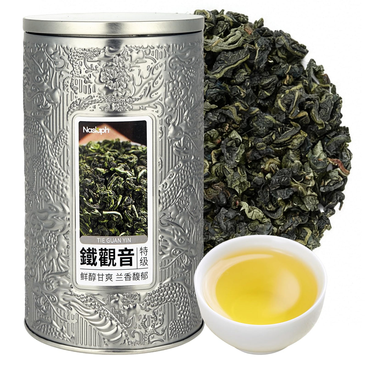 NASLAPH front packaging showing grade AAA and tea weight benefit: clear quality indicator
