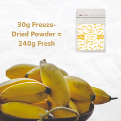 Nat Flav powder close-up texture revealing fine banana particles and easy dissolving benefit