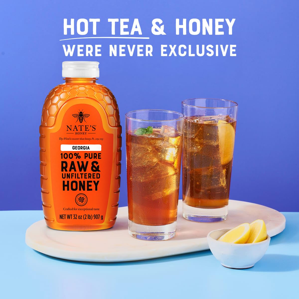 Nate's Honey drizzling on pancakes demonstrating even coverage and clean pour benefit