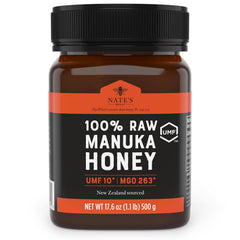 Nate's Honey jar front view showing label and 17.6 oz size for clear product ID