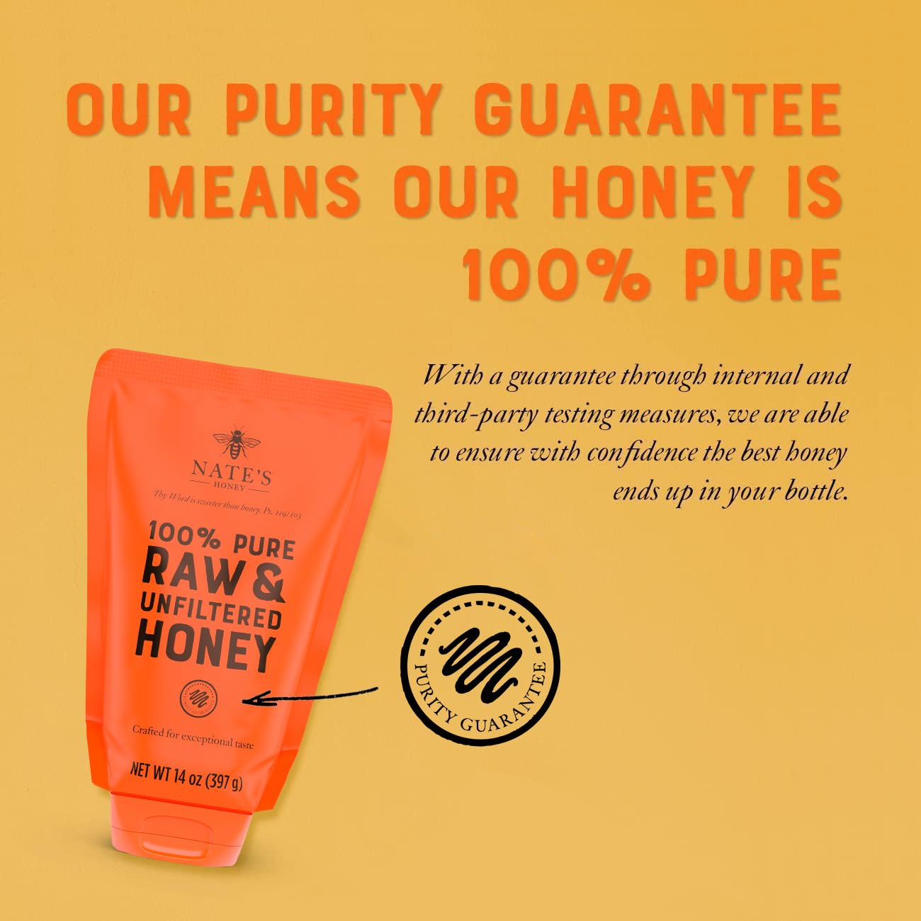 Nate's Honey label closeup showing purity details and ingredient confidence
