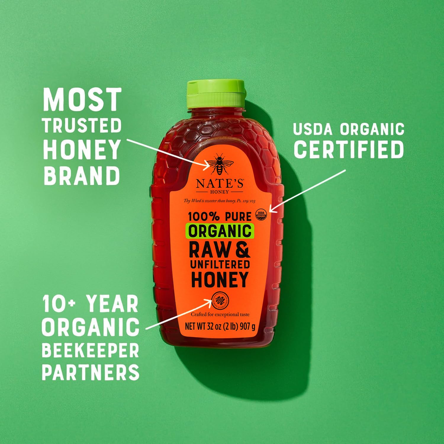 Nature Nate's honey texture close-up highlighting raw unfiltered consistency