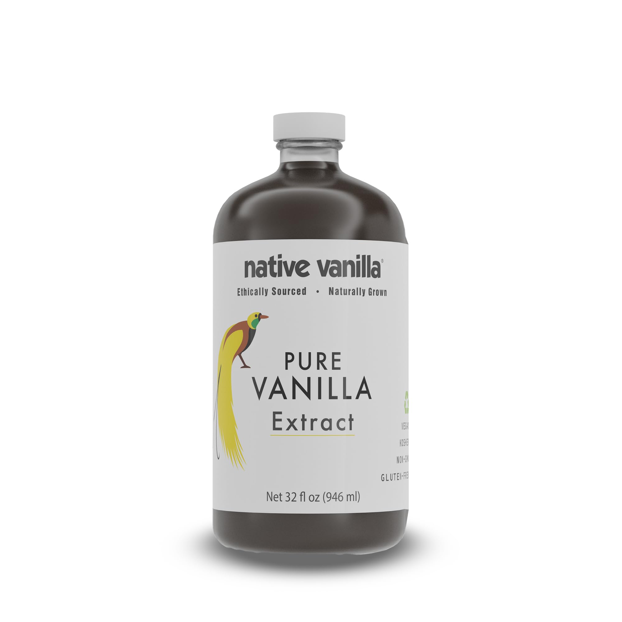 Native Vanilla front label showing bottle and certifications for trusted flavor